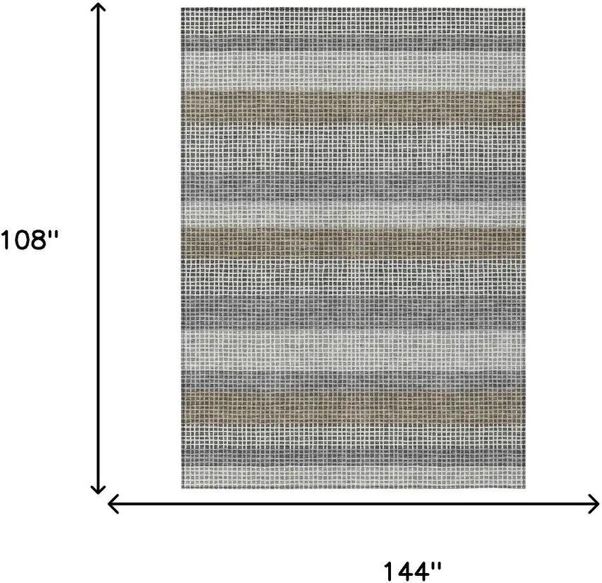 Gray And Silver Striped Washable Indoor Outdoor Area Rug Photo 7