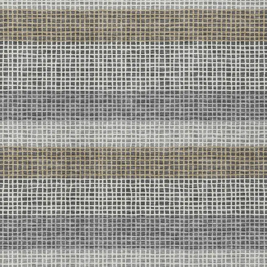 Gray And Silver Striped Washable Indoor Outdoor Area Rug Photo 3