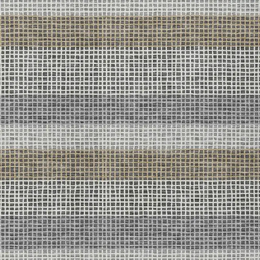 Gray And Silver Striped Washable Indoor Outdoor Area Rug Photo 3