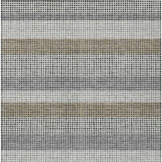 Gray And Silver Striped Washable Indoor Outdoor Area Rug Photo 4