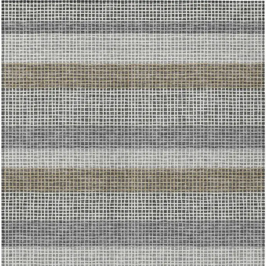 Gray And Silver Striped Washable Indoor Outdoor Area Rug Photo 4