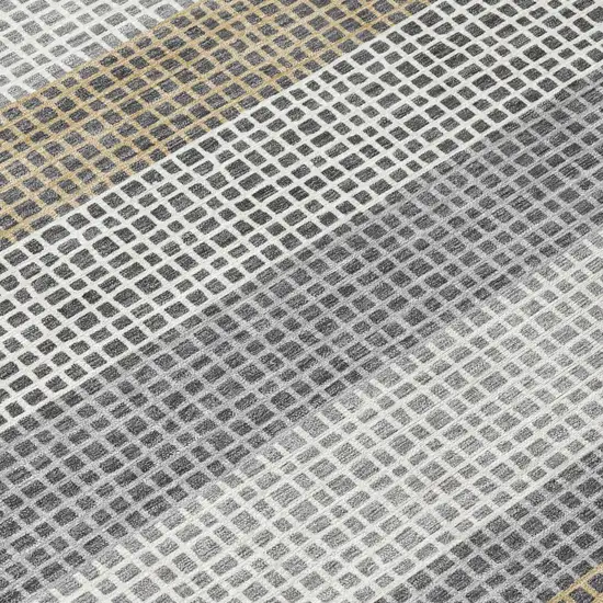 Gray And Silver Striped Washable Indoor Outdoor Area Rug Photo 6