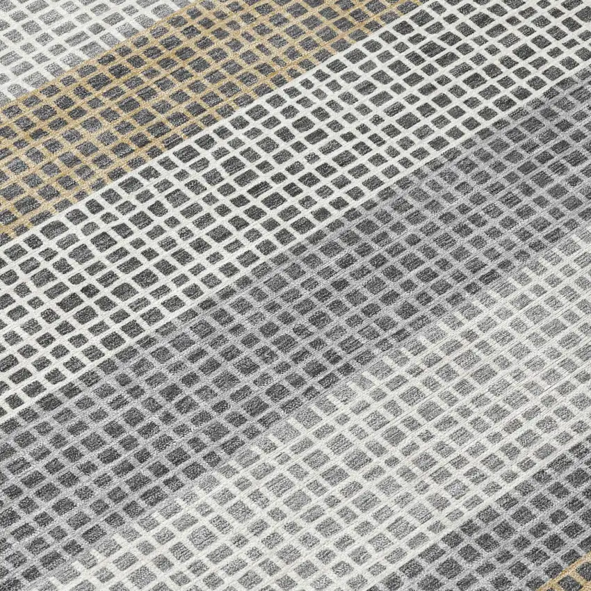 Gray And Silver Striped Washable Indoor Outdoor Area Rug Photo 6