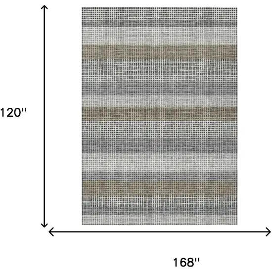 Gray And Silver Striped Washable Indoor Outdoor Area Rug Photo 7