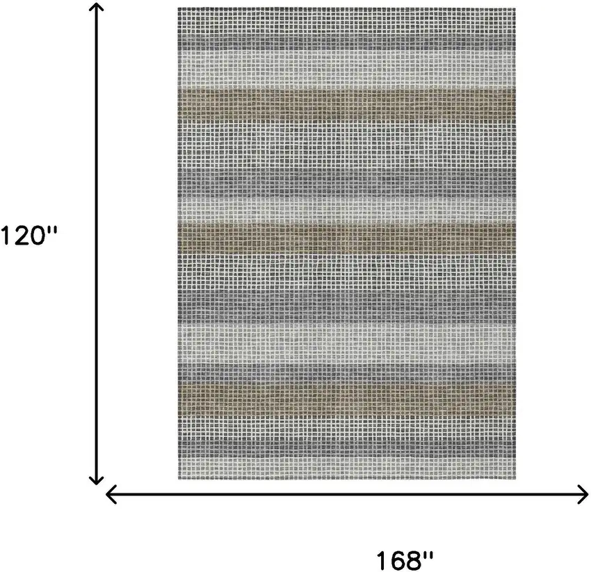 Gray And Silver Striped Washable Indoor Outdoor Area Rug Photo 7