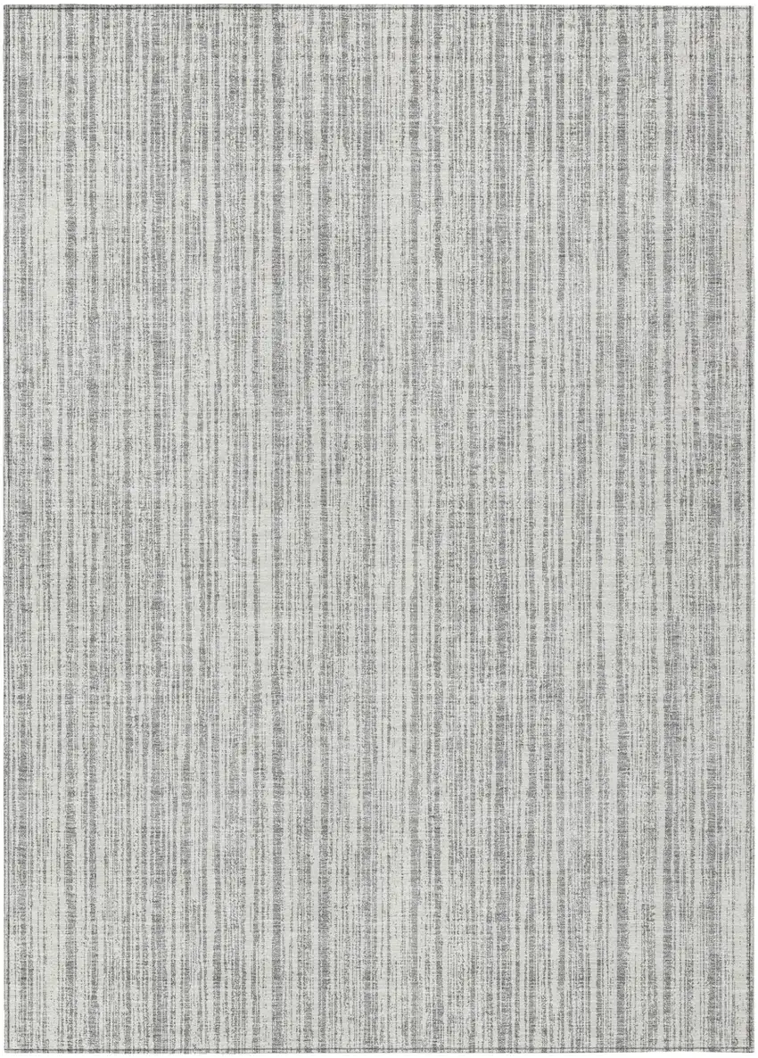 Gray And Silver Striped Washable Indoor Outdoor Area Rug Photo 2