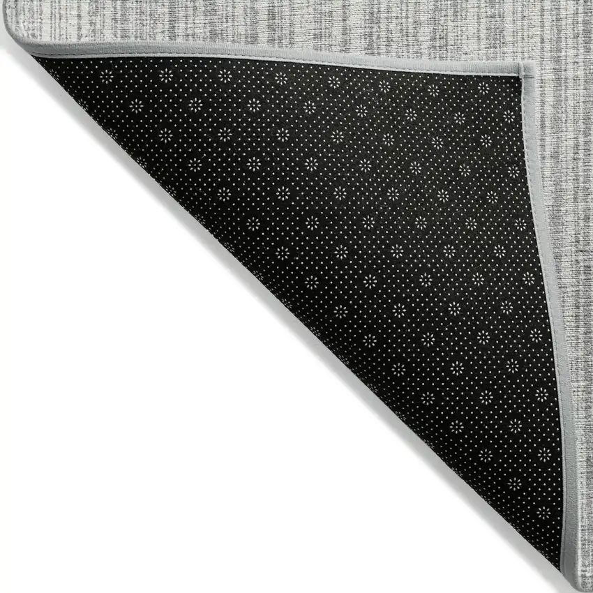 Gray And Silver Striped Washable Indoor Outdoor Area Rug Photo 3