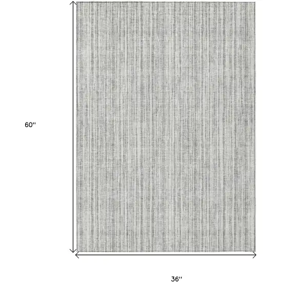 Gray And Silver Striped Washable Indoor Outdoor Area Rug Photo 7