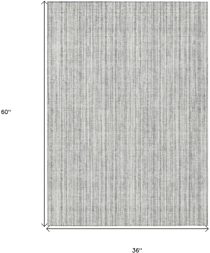 Gray And Silver Striped Washable Indoor Outdoor Area Rug Photo 7