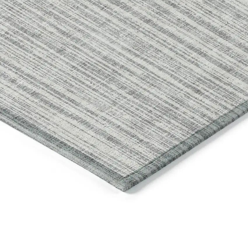 Gray And Silver Striped Washable Indoor Outdoor Area Rug Photo 4