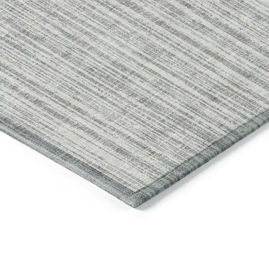 Gray And Silver Striped Washable Indoor Outdoor Area Rug Photo 4