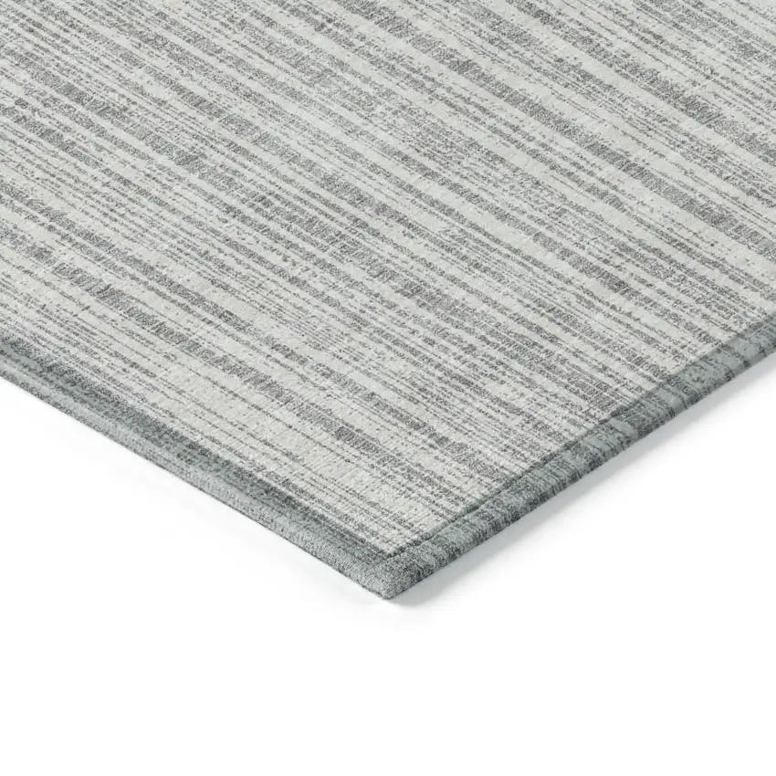 Gray And Silver Striped Washable Indoor Outdoor Area Rug Photo 4