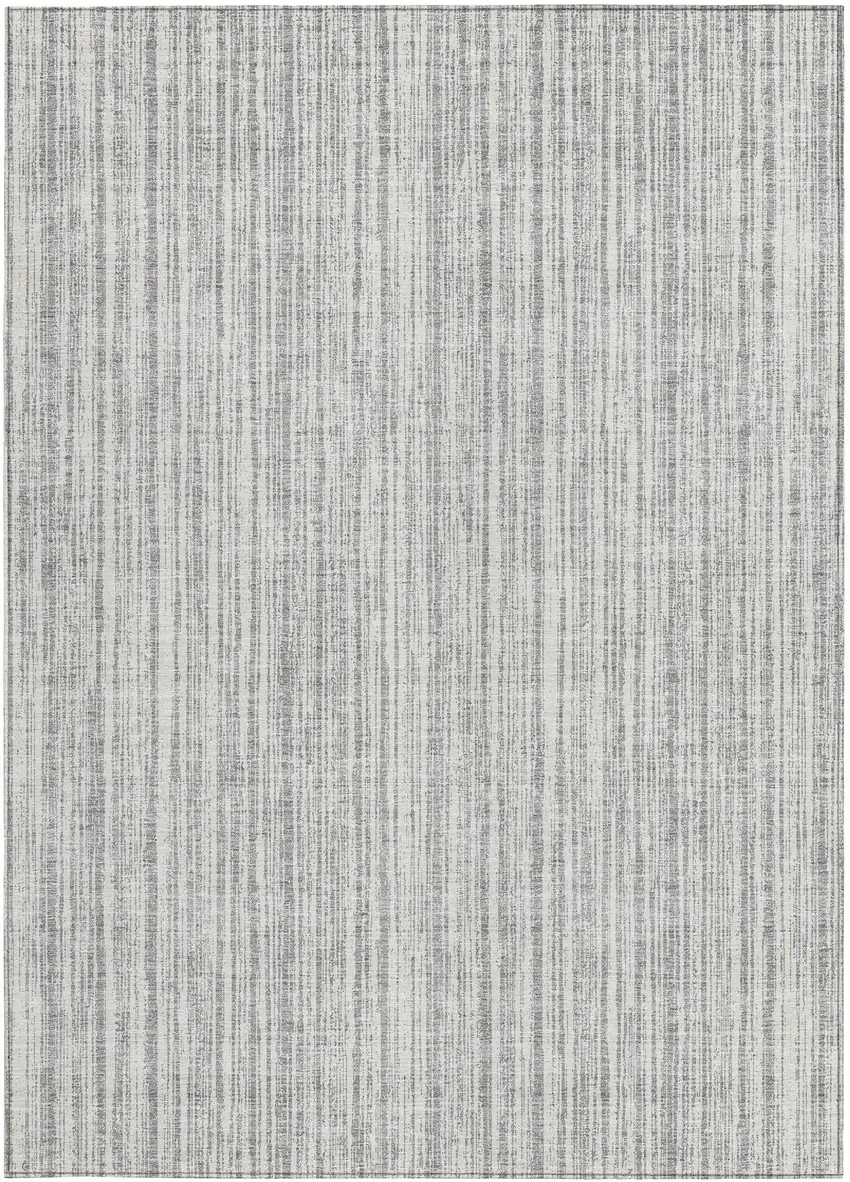 Gray And Silver Striped Washable Indoor Outdoor Area Rug Photo 4