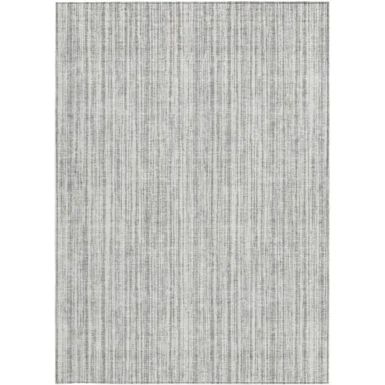 Gray And Silver Striped Washable Indoor Outdoor Area Rug Photo 4