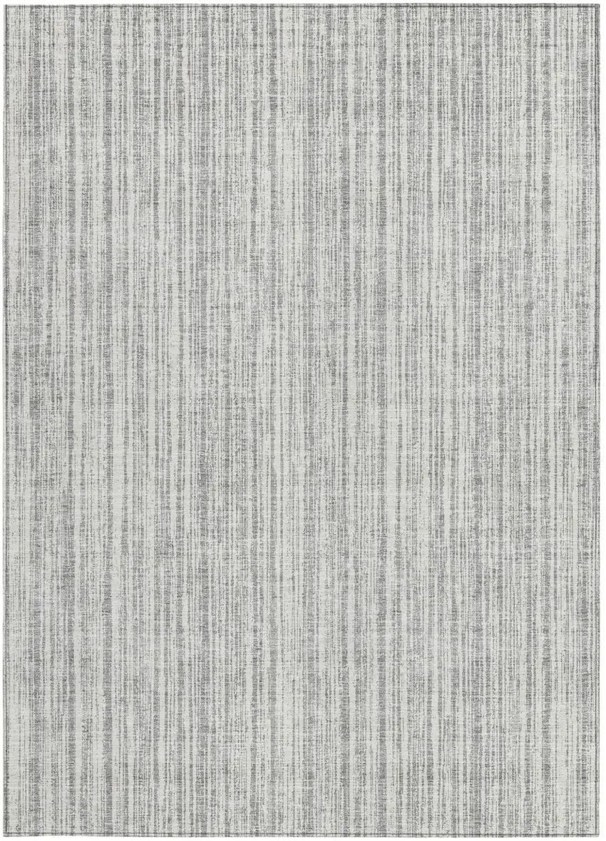 Gray And Silver Striped Washable Indoor Outdoor Area Rug Photo 4