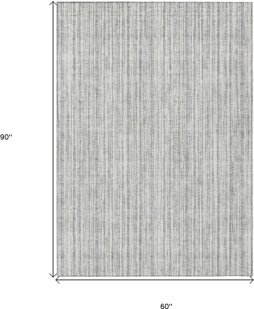 Gray And Silver Striped Washable Indoor Outdoor Area Rug Photo 9