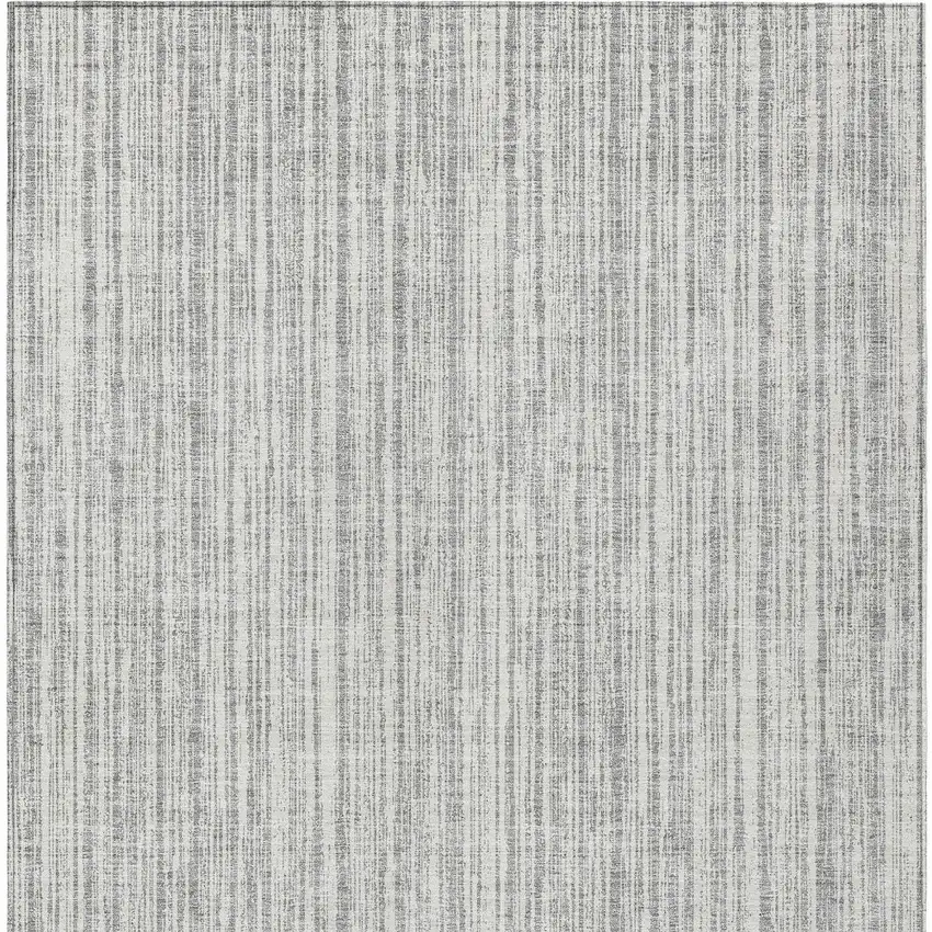 Gray And Silver Striped Washable Indoor Outdoor Area Rug Photo 5