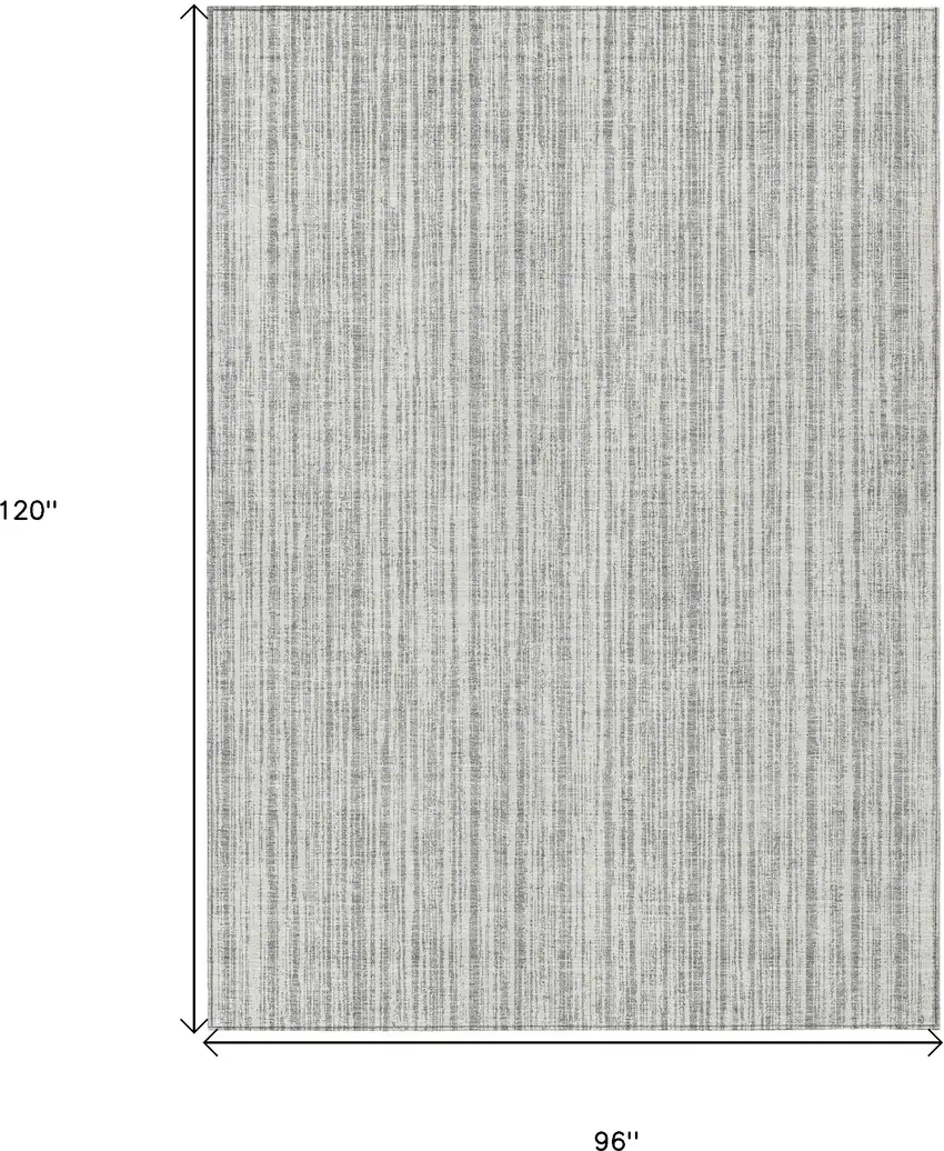 Gray And Silver Striped Washable Indoor Outdoor Area Rug Photo 3