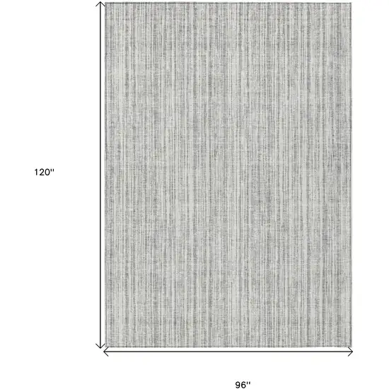 Gray And Silver Striped Washable Indoor Outdoor Area Rug Photo 3