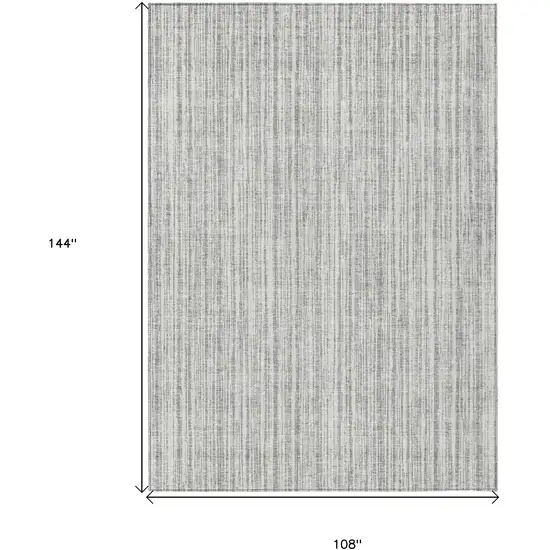 Gray And Silver Striped Washable Indoor Outdoor Area Rug Photo 3