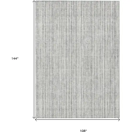 Gray And Silver Striped Washable Indoor Outdoor Area Rug Photo 3
