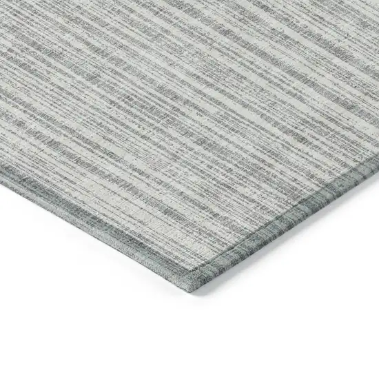 Gray And Silver Striped Washable Indoor Outdoor Area Rug Photo 3