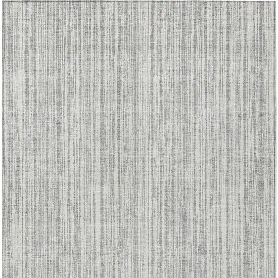 Gray And Silver Striped Washable Indoor Outdoor Area Rug Photo 5