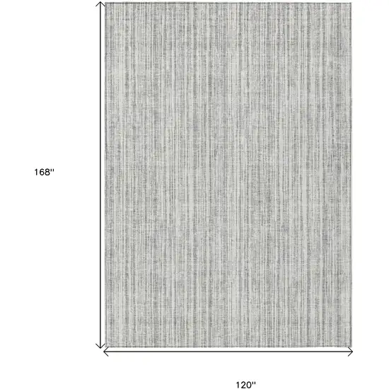 Gray And Silver Striped Washable Indoor Outdoor Area Rug Photo 3