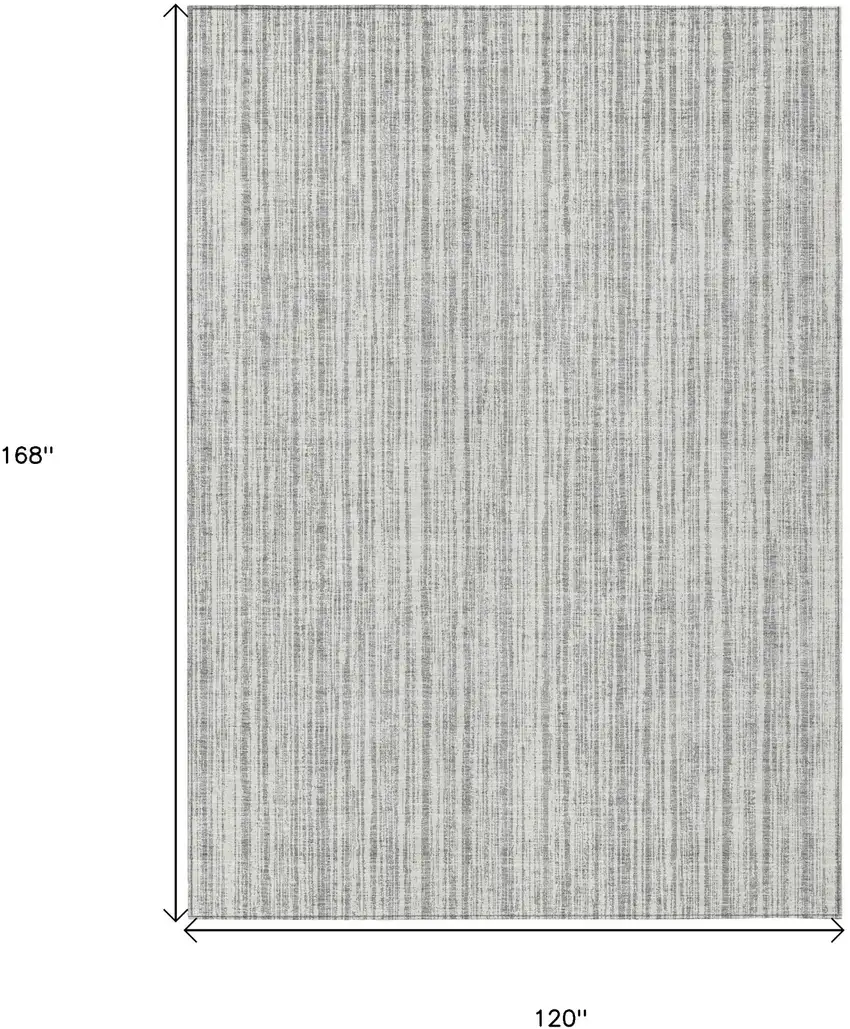 Gray And Silver Striped Washable Indoor Outdoor Area Rug Photo 3
