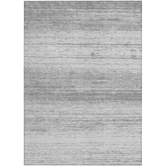 Gray And Silver Striped Washable Indoor Outdoor Area Rug Photo 7