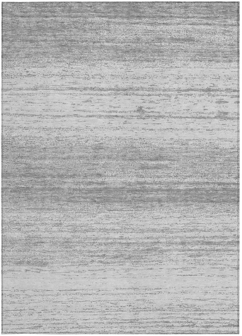 Gray And Silver Striped Washable Indoor Outdoor Area Rug Photo 7