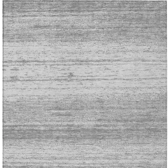 Gray And Silver Striped Washable Indoor Outdoor Area Rug Photo 6