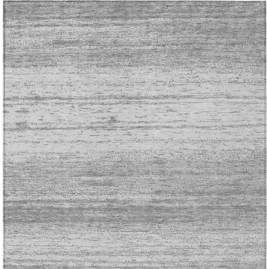 Gray And Silver Striped Washable Indoor Outdoor Area Rug Photo 6