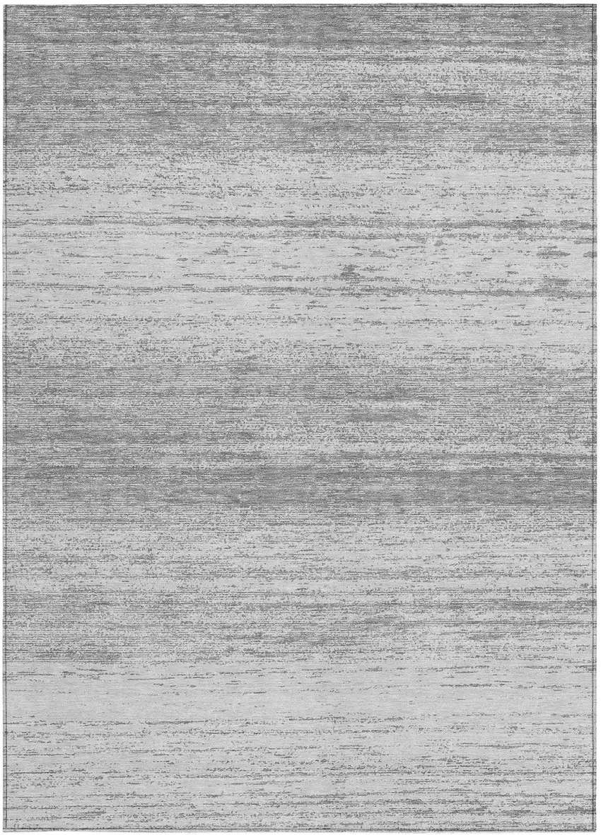 Gray And Silver Striped Washable Indoor Outdoor Area Rug Photo 7