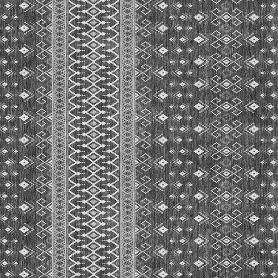 Gray And Silver Tribal Washable Area Rug With UV Protection Photo 4