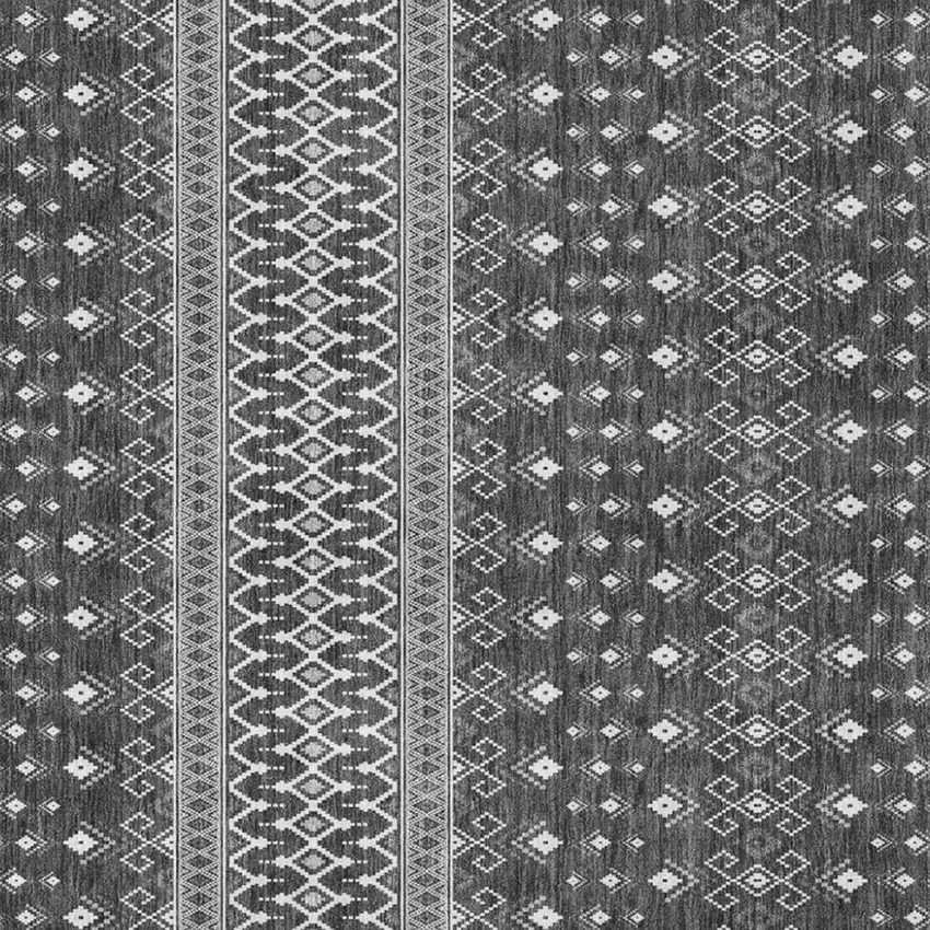 Gray And Silver Tribal Washable Area Rug With UV Protection Photo 4