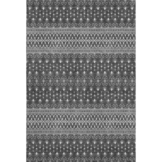 Gray And Silver Tribal Washable Area Rug With UV Protection Photo 1