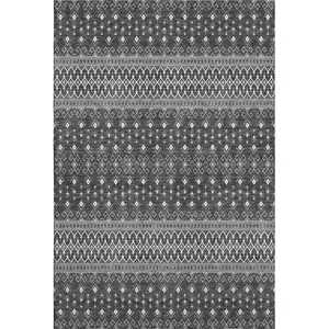 Photo of Gray And Silver Tribal Washable Area Rug With UV Protection