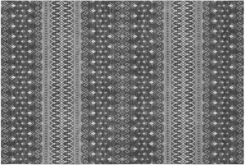 Gray And Silver Tribal Washable Area Rug With UV Protection Photo 2