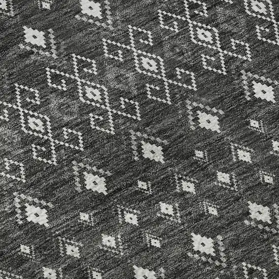 Gray And Silver Tribal Washable Area Rug With UV Protection Photo 9