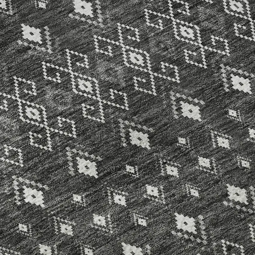 Gray And Silver Tribal Washable Area Rug With UV Protection Photo 9
