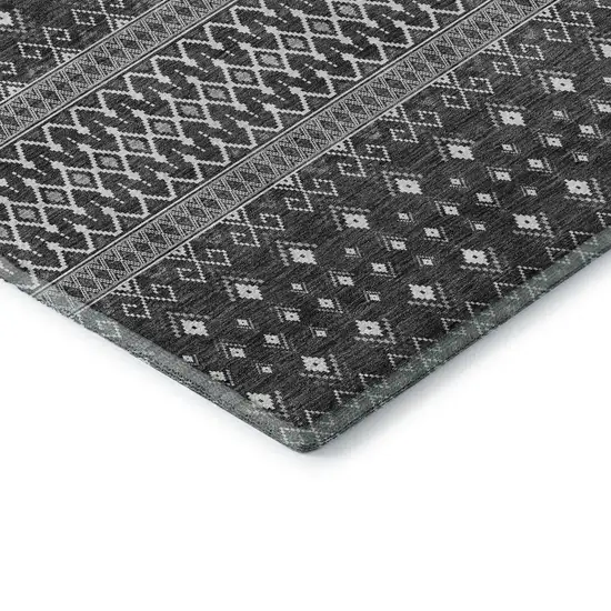Gray And Silver Tribal Washable Area Rug With UV Protection Photo 7