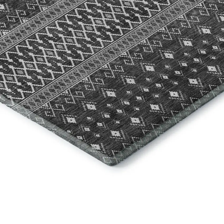 Gray And Silver Tribal Washable Area Rug With UV Protection Photo 7