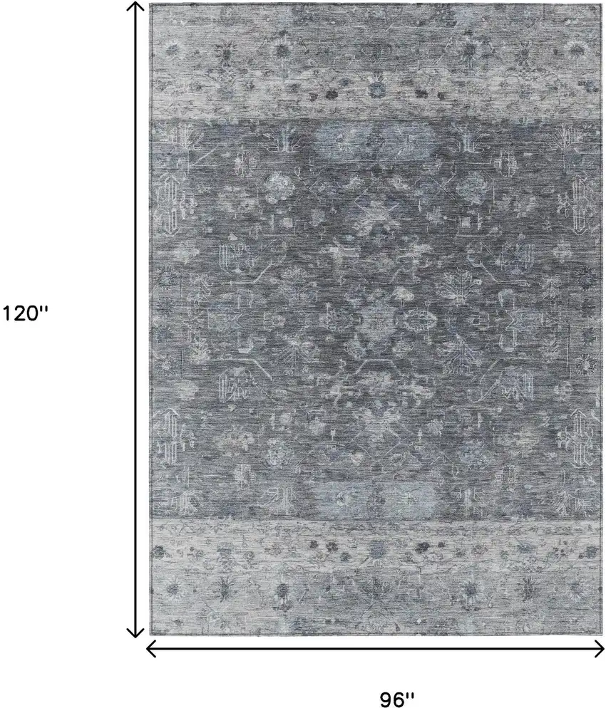 Gray And Silver Tribal Washable Indoor Outdoor Area Rug Photo 3