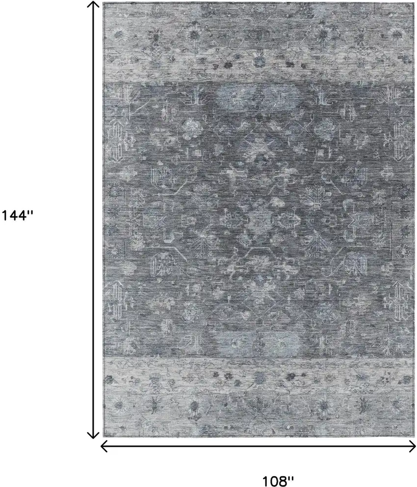 Gray And Silver Tribal Washable Indoor Outdoor Area Rug Photo 3