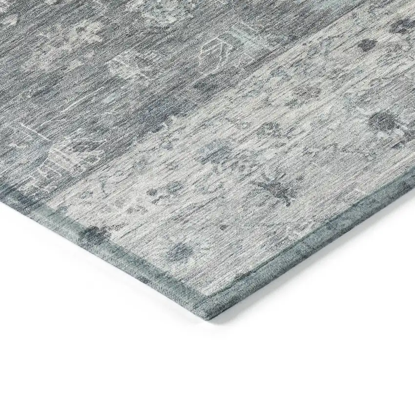 Gray And Silver Tribal Washable Indoor Outdoor Area Rug Photo 6