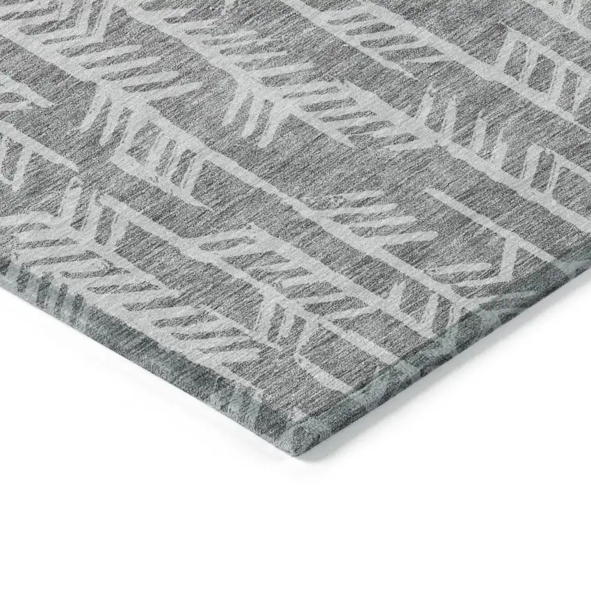 Gray And Silver Tribal Washable Indoor Outdoor Area Rug Photo 5