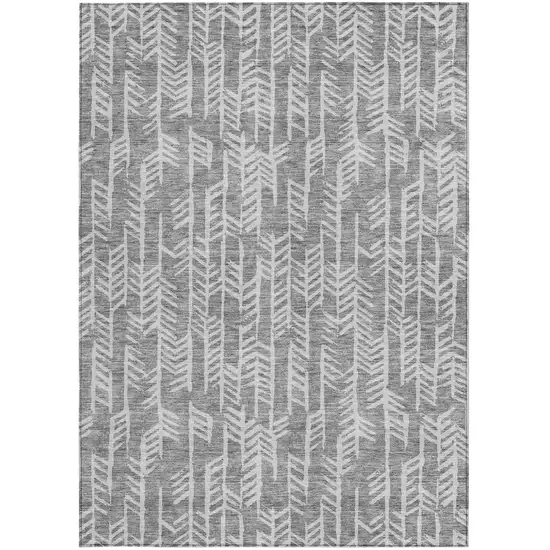 Gray And Silver Tribal Washable Indoor Outdoor Area Rug Photo 7