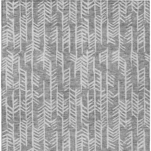 Photo of Gray And Silver Tribal Washable Indoor Outdoor Area Rug
