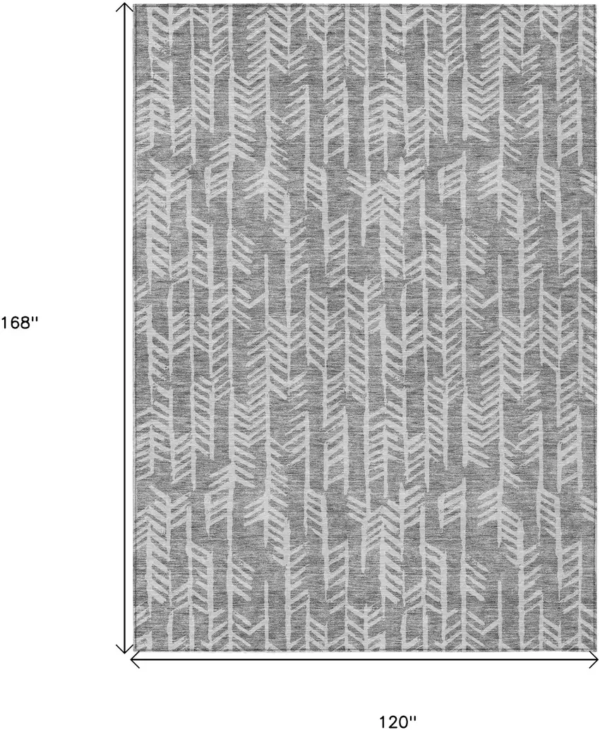 Gray And Silver Tribal Washable Indoor Outdoor Area Rug Photo 3